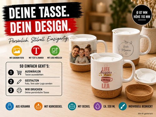 Personalisierte tasse mit kork - mit,
