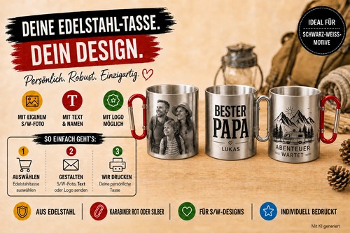 Edelstahltasse karabinergriff - edelstahltasse,