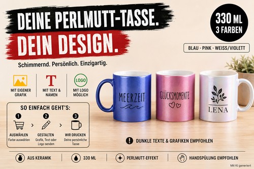 Personalisierte perlmutt tasse - personalisierte,