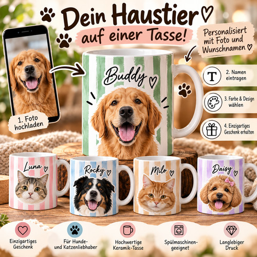 Personalisierte tasse mit hund - personalisierte,